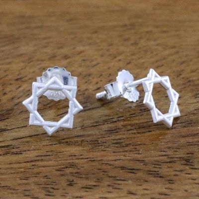Alternate image for Star of Lakshmi Sterling Silver Stud Earrings Star of Lakshmi