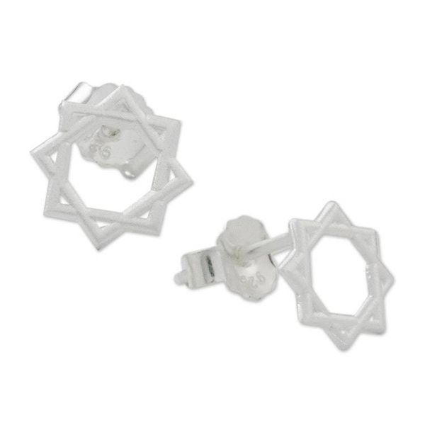 Alternate image for Star of Lakshmi Sterling Silver Stud Earrings Star of Lakshmi
