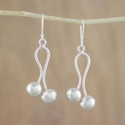 Alternate image for Hill Tribe Silver Matte Finish Abstract Dangle Earrings Geometric Illusion