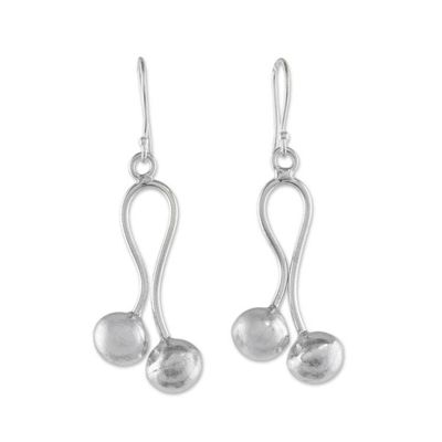 Alternate image for Hill Tribe Silver Matte Finish Abstract Dangle Earrings Geometric Illusion
