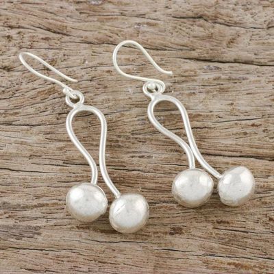 Alternate image for Hill Tribe Silver Matte Finish Abstract Dangle Earrings Geometric Illusion