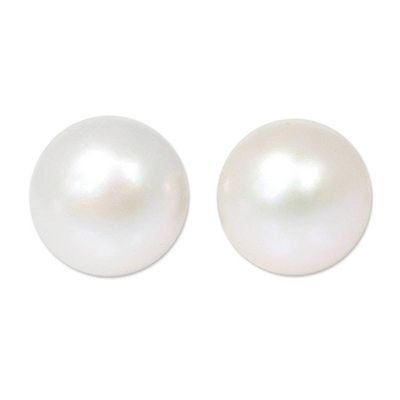 Alternate image for Bridal Pearl Button Earrings Cloud Serenade
