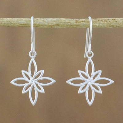 Alternate image for Stylized Star Shape Earrings in Sterling Silver Thai Star