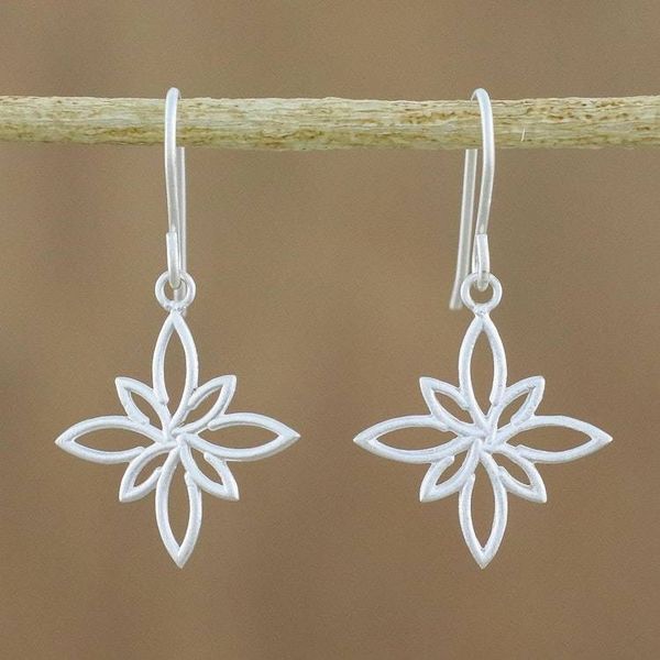 Alternate image for Stylized Star Shape Earrings in Sterling Silver Thai Star