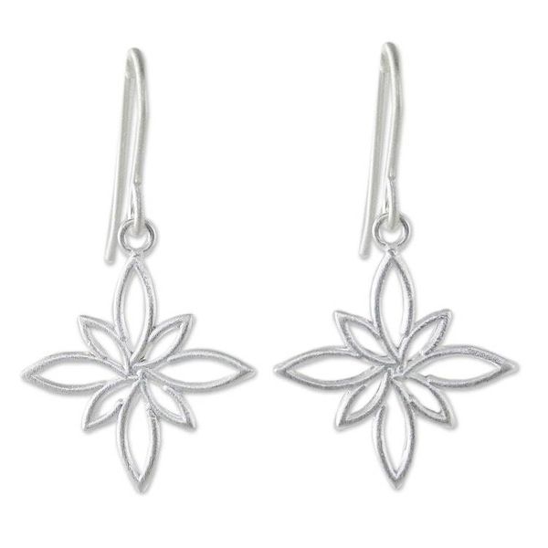 Alternate image for Stylized Star Shape Earrings in Sterling Silver Thai Star