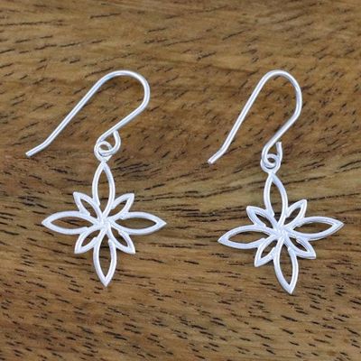 Alternate image for Stylized Star Shape Earrings in Sterling Silver Thai Star