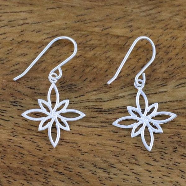 Alternate image for Stylized Star Shape Earrings in Sterling Silver Thai Star