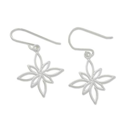 Alternate image for Stylized Star Shape Earrings in Sterling Silver Thai Star