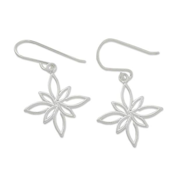 Alternate image for Stylized Star Shape Earrings in Sterling Silver Thai Star