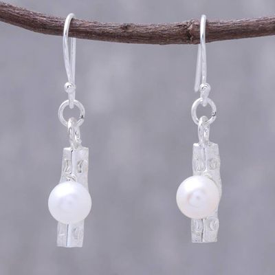 Alternate image for Modern Cultured Pearl Dangle Earrings from Thailand Modern Dew