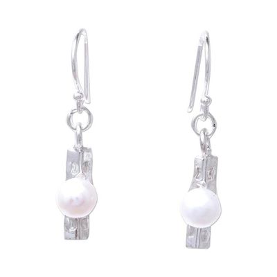Alternate image for Modern Cultured Pearl Dangle Earrings from Thailand Modern Dew