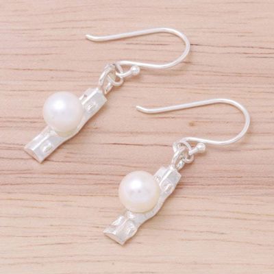 Alternate image for Modern Cultured Pearl Dangle Earrings from Thailand Modern Dew