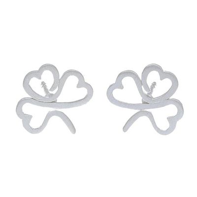 Alternate image for Sterling Silver Clover Stud Earrings from Thailand Beautiful Clover