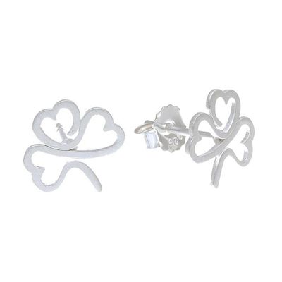 Alternate image for Sterling Silver Clover Stud Earrings from Thailand Beautiful Clover