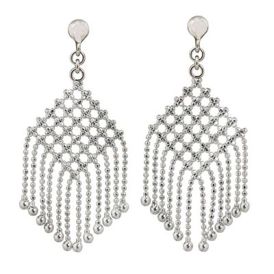 Alternate image for Artisan Crafted Thai Waterfall Earrings in Sterling Silver Mandarin Macrame