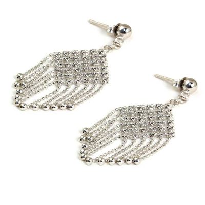 Alternate image for Artisan Crafted Thai Waterfall Earrings in Sterling Silver Mandarin Macrame