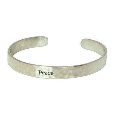 Alternate image for Inspirational Sterling Silver Cuff Bracelet from Thailand Peace