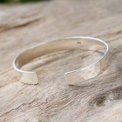 Alternate image for Inspirational Sterling Silver Cuff Bracelet from Thailand Peace