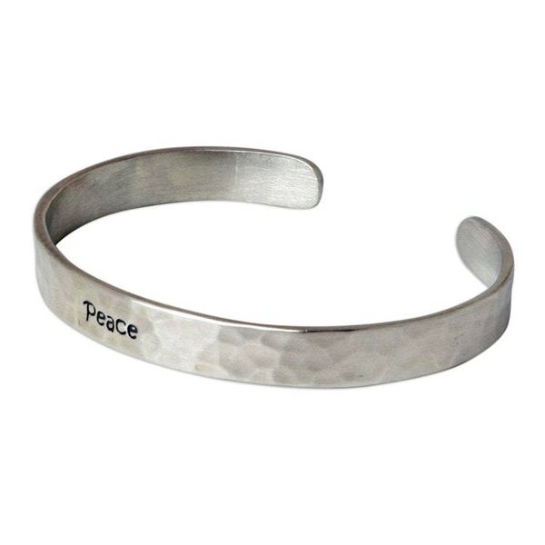 Alternate image for Inspirational Sterling Silver Cuff Bracelet from Thailand Peace