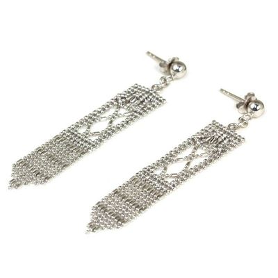 Alternate image for Sterling Silver Rectangle Waterfall Earrings from Thailand Bell Towers