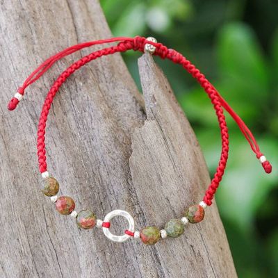 Primary image for Handcrafted Unakite Beaded Bracelet with Silver Pendant Balance Orbs