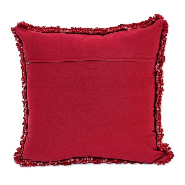 Alternate image for Hand Crafted Red Cotton Cushion Cover from Thailand Popcorn in Red