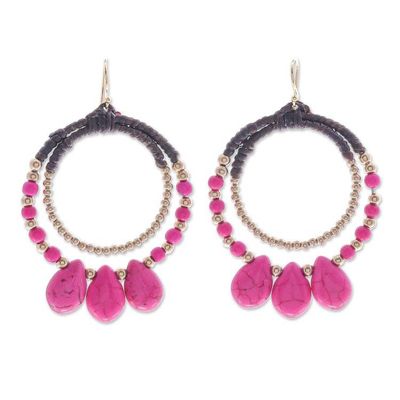 Alternate image for Brass and Pink Magnesite Beaded Dangle Earrings The Pink Tiara