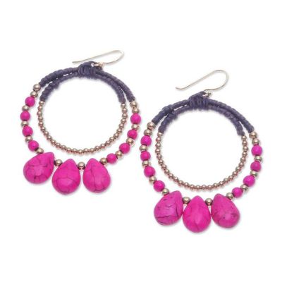 Alternate image for Brass and Pink Magnesite Beaded Dangle Earrings The Pink Tiara