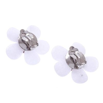 Alternate image for Floral Quartz and Carnelian Clip-On Earrings from Thailand White Flower Garden