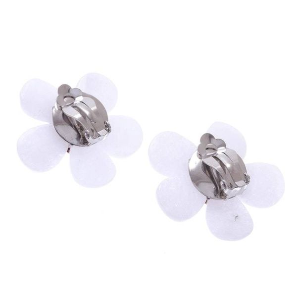 Alternate image for Floral Quartz and Carnelian Clip-On Earrings from Thailand White Flower Garden