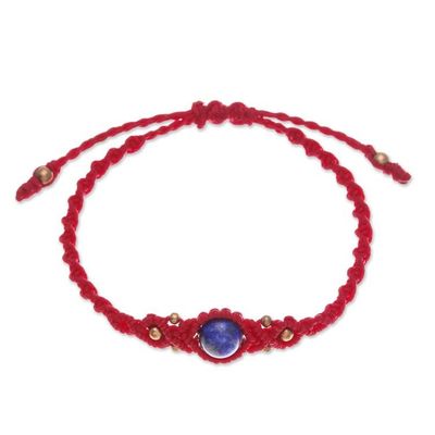 Alternate image for Thai-Made Vibrant Red Lapis Lazuli Macrame Pendant Bracelet Sole Truth