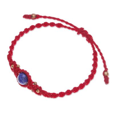 Alternate image for Thai-Made Vibrant Red Lapis Lazuli Macrame Pendant Bracelet Sole Truth