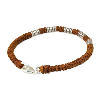 Alternate image for Handmade Wristband Braided Bracelet from Thai Artisan Beautiful Jungle in Rust