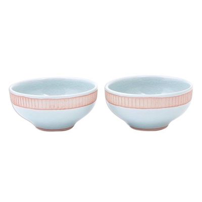 Alternate image for Aqua Celadon Ceramic Bowls Pair Warm Springs