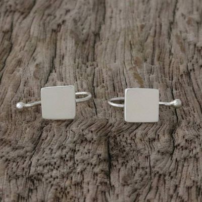 Alternate image for Sterling Silver Square-Shaped Ear Cuffs from Thailand Square Shimmer