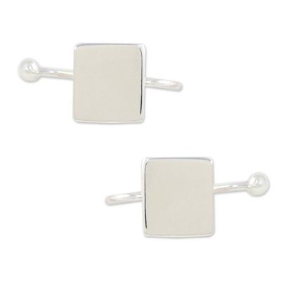 Alternate image for Sterling Silver Square-Shaped Ear Cuffs from Thailand Square Shimmer