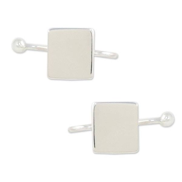 Alternate image for Sterling Silver Square-Shaped Ear Cuffs from Thailand Square Shimmer