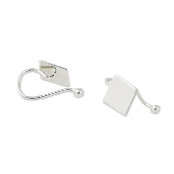 Alternate image for Sterling Silver Square-Shaped Ear Cuffs from Thailand Square Shimmer