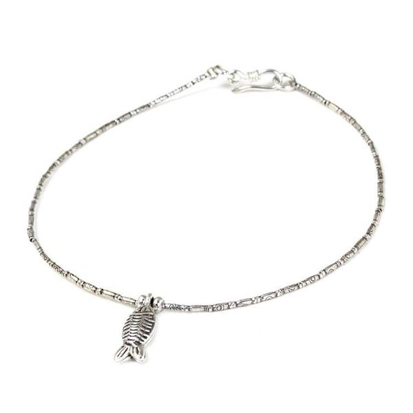 Alternate image for Handcrafted 950 Silver Anklet Minnow