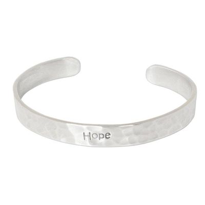 Alternate image for Hand Made Inspirational Sterling Silver Cuff Bracelet Always Hopeful
