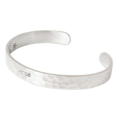 Alternate image for Hand Made Inspirational Sterling Silver Cuff Bracelet Always Hopeful