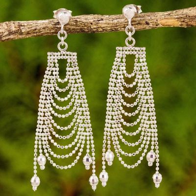 Alternate image for Original Sterling Silver Chandelier Earrings from Thailand Silver Gowns