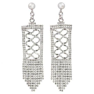 Alternate image for Sterling Silver Rectangle Waterfall Earrings from Thailand Sparkling Waterfalls