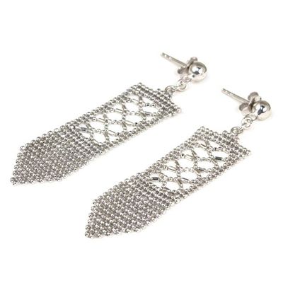 Alternate image for Sterling Silver Rectangle Waterfall Earrings from Thailand Sparkling Waterfalls