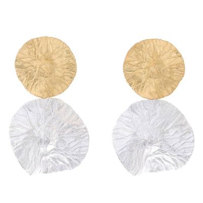Alternate image for Modern Gold Accented Sterling Silver Dangle Earrings Gleaming Pads