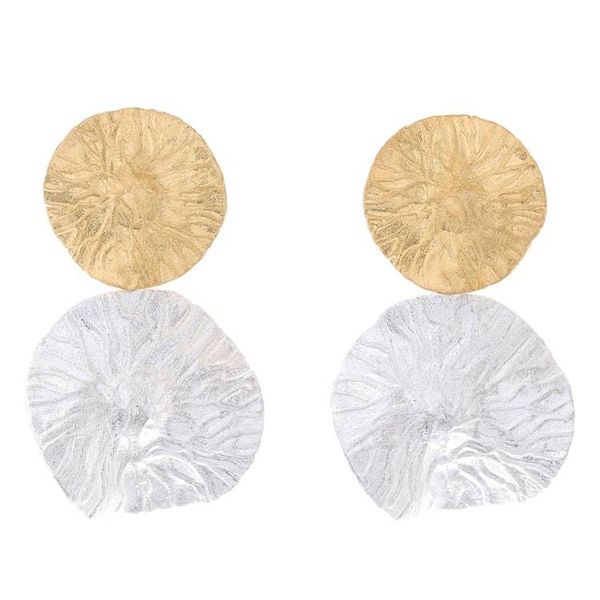 Alternate image for Modern Gold Accented Sterling Silver Dangle Earrings Gleaming Pads