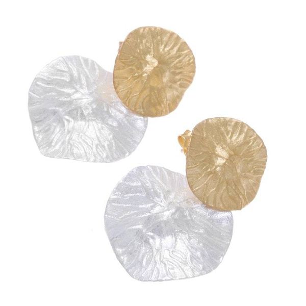 Alternate image for Modern Gold Accented Sterling Silver Dangle Earrings Gleaming Pads