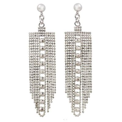 Alternate image for Beaded Sterling Silver Waterfall Earrings from Thailand Decadent Chandeliers