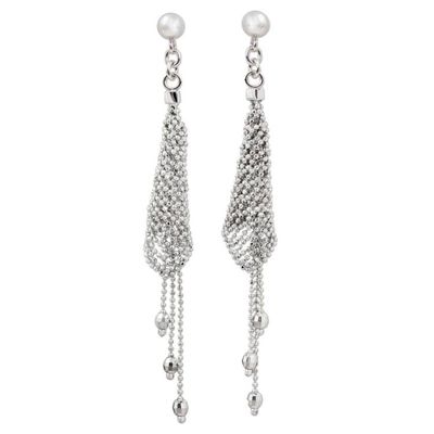 Alternate image for Sterling Silver Waterfall Earrings with Beads from Thailand Sterling Clouds