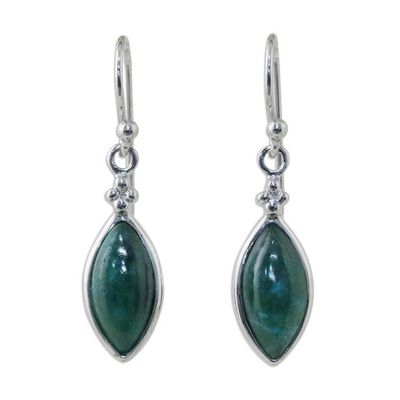 Alternate image for Rhodium Plated Chrysocolla Dangle Earrings from Thailand Angel Dreams